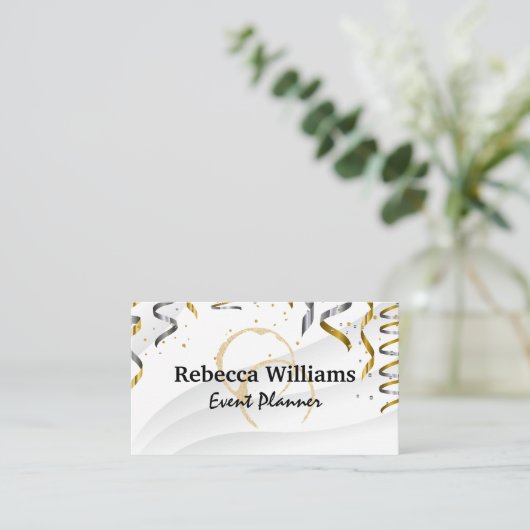 紙吹雪ワイン染色 名刺 (スタンド正面)