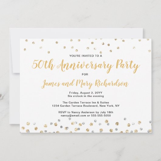 紙吹雪写真コラージュ50周年記念パーティー 招待状 (裏面)