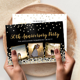 紙吹雪写真コラージュ50周年記念パーティー 招待状