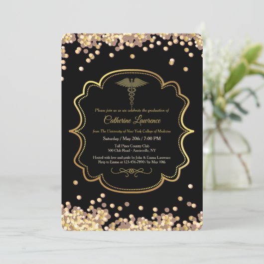 紙吹雪医学卒業招待状 招待状 (スタンド正面)