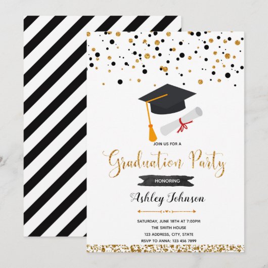 紙吹雪卒業の招待 招待状 (正面/裏面)