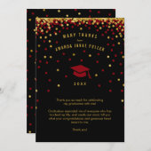 紙吹雪卒業サンキューマルーン金ゴールドグリッター 招待状 (正面/裏面)