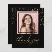 紙吹雪卒業写真の予算サンキューカード (正面/裏面)