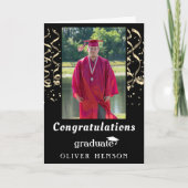 紙吹雪卒業記念ブラックフォト カード (正面)