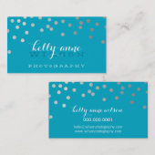 紙吹雪可愛い銀箔はっきりしたスポットアクア 名刺 (正面/裏面)