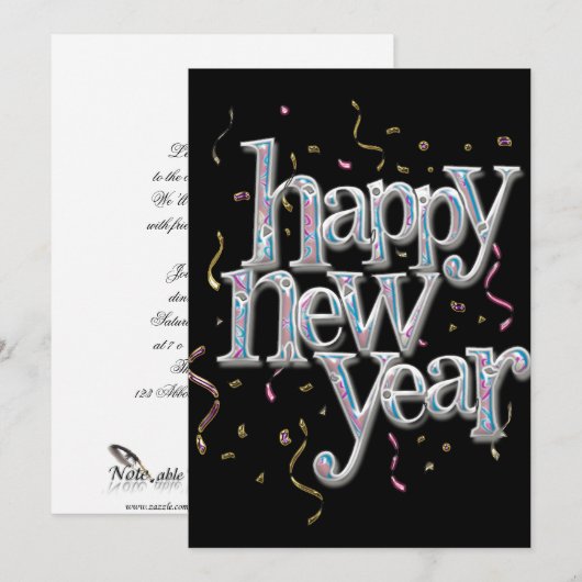 紙吹雪大晦日の 招待状 (正面/裏面)