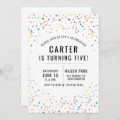 紙吹雪招待状、誕生日招待状、任意の年齢 招待状 (正面/裏面)