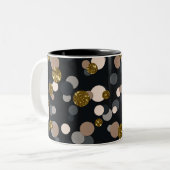 紙吹雪桃、カエデ、グレー、金ゴールドグリッター ツートーンマグカップ (正面左)