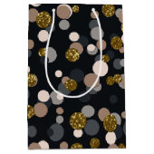 紙吹雪桃、カエデ、グレー、金ゴールドグリッター ミディアムペーパーバッグ (正面)