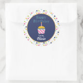 紙吹雪水玉模様パーソナライズされた誕生日シール ラウンドシール (バッグ)