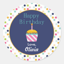 紙吹雪水玉模様パーソナライズされた誕生日シール ラウンドシール