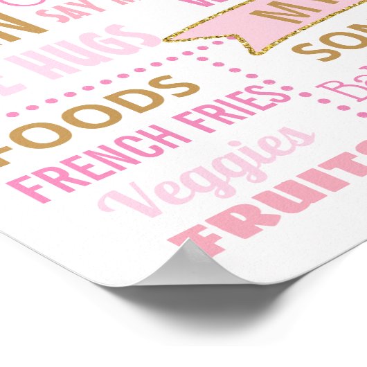 紙吹雪水玉模様ファーストバースデーパーティーのサイン女の子 ポスター (角)