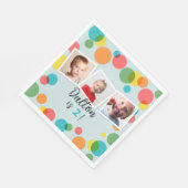 紙吹雪水玉模様ボーイズ写真誕生日パーティー スタンダードランチョンナプキン (角)