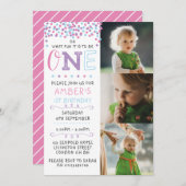 紙吹雪第1の誕生日招待状 招待状 (正面/裏面)