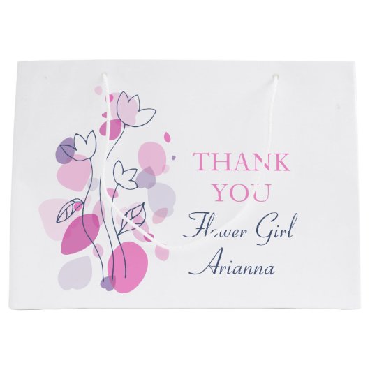 紙吹雪結婚の花の女の子が大抱き枕を好む ラージペーパーバッグ (正面)