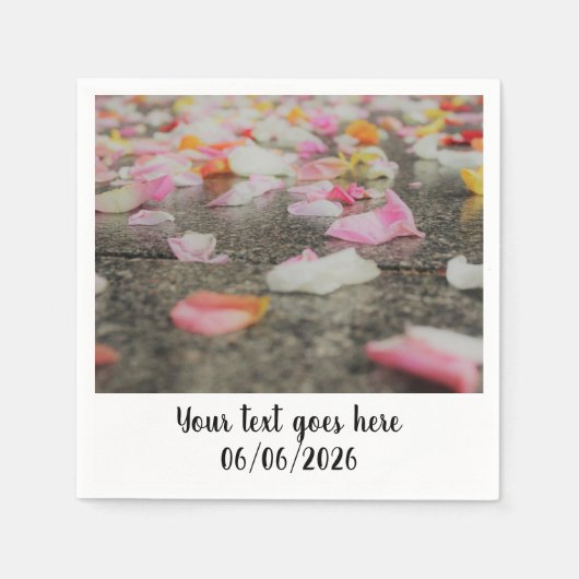 紙吹雪結婚バラ花弁 スタンダードカクテルナプキン (正面)