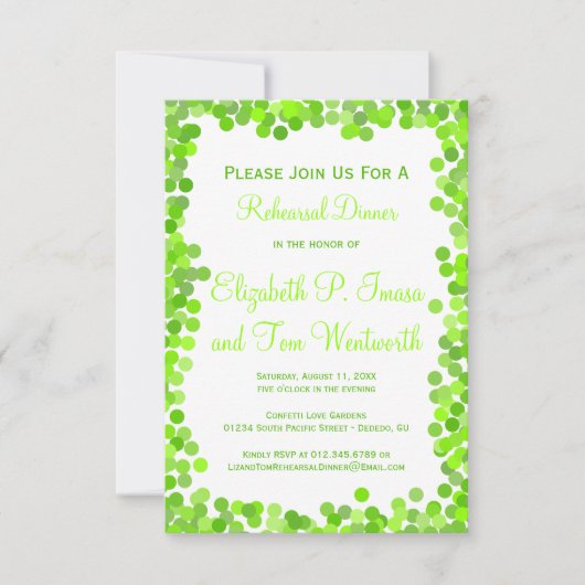 紙吹雪結婚リハーサルディナー招待状 招待状 (正面)