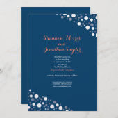 紙吹雪結婚式招待状ネイビー&ホワイト 招待状 (正面/裏面)