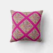 紙吹雪花の夏のピンクと黄色の草原 クッション (裏面)