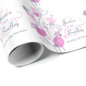 紙吹雪花びらピンク結婚ブルー ラッピングペーパー (ロールコーナー)