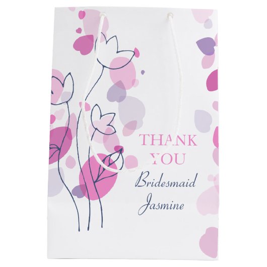 紙吹雪花びら結婚の花嫁の好意抱き枕 ミディアムペーパーバッグ (裏面)