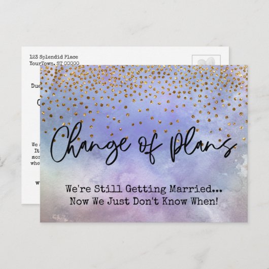 紙吹雪計画変更延期結婚日 ポストカード (正面/裏面)