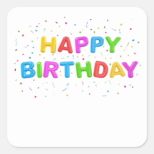 紙吹雪誕生日シール スクエアシール (正面)