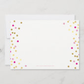 紙吹雪誕生日パーティー招待状ピンク金ゴールドスポットガール 招待状 (裏面)