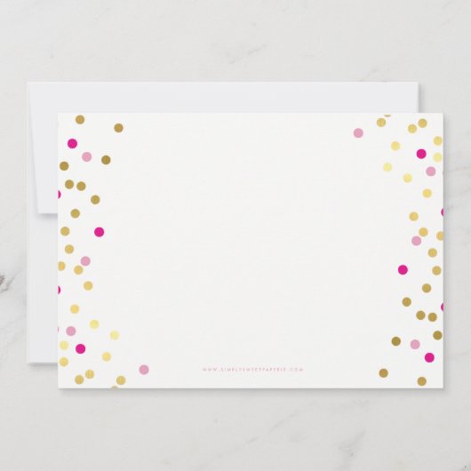 紙吹雪誕生日パーティー招待状ピンク金ゴールドスポットガール 招待状 (裏面)