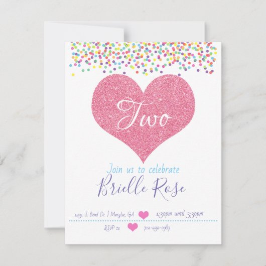 紙吹雪誕生日招待状 招待状 (正面)