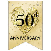 紙吹雪金ゴールド- 50周年結婚バナー バンティングフラッグ (第1の旗)