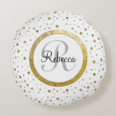 紙吹雪銀/金ゴールドモノグラム ラウンドクッション (裏面)