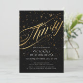 紙吹雪30ブラック金ゴールドフェイクフォイル30th Birthday 招待状 (スタンド正面)