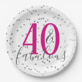 紙吹雪40およびすばらしい誕生会のプレート ペーパープレート (正面)