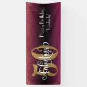 紙吹雪50と素晴らしい誕生日ピンクブラックグラデーション 横断幕 (縦)