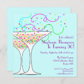 紙吹雪·カクテル·バースデー·パーティーの招待 招待状 (正面/裏面)