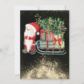 紙吹雪、サンタクロース、そりのクリスマス会社 招待状 (裏面)