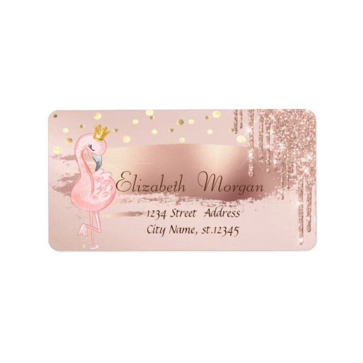 紙吹雪、バラ金ゴールドドロップフラミンゴクラウン ラベル (正面)