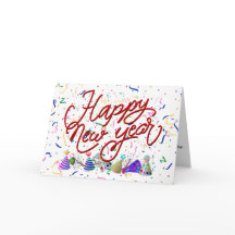 紙吹雪、パーティー帽子、新年おめでとう