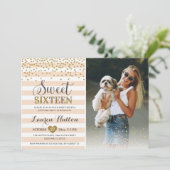 紙吹雪Sweet sixteen第16回誕生日パーティーの写真 招待状 (スタンド正面)