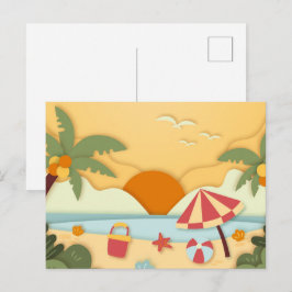 紙工作 夏のビーチ ポストカード