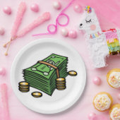 紙幣とコインのお金 ペーパープレート (パーティー)