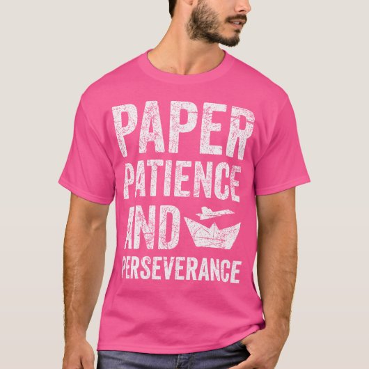 紙忍耐と忍耐の折り紙 Tシャツ (正面)