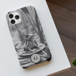 紙折り紙フロッグリリーパッドポンドモノグラム iPhone 16ケース