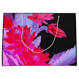 紙抱き枕ブラック日本の花 ラージペーパーバッグ