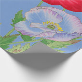 紙日本ののケシを蝶で包む ラッピングペーパー (角)