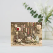 紙日本のランタンメーカー、ヴィンテージ写真 ポストカード (スタンド正面)