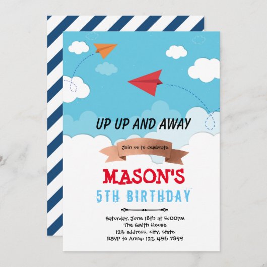 紙機誕生日テーマ招待状 招待状 (正面/裏面)