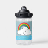 紙海とレインボーとクラウド名前をカスタムする ウォーターボトル (背面)