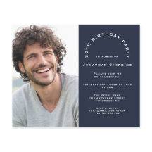 紙男性写真海軍30歳の誕生日パーティー招待状